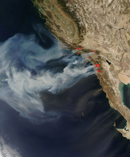Imágenes satelitales: incendios en California