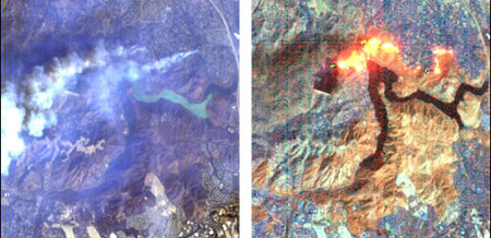 Imágenes satelitales: incendios en California