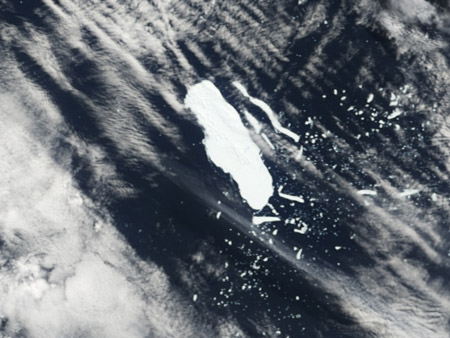 Iceberg A53a - Imagen satelital del 21 de febrero de 2008