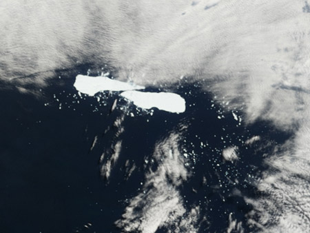 Iceberg A53a - Imagen satelital del 3 de marzo de 2008