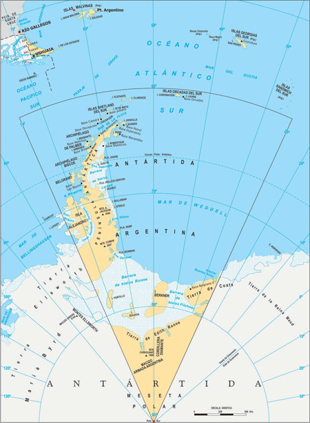 Mapa de la Antártida Argentina