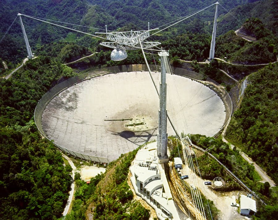 This illustration provided by the National Astronomy and Ionosphere Center shows Arecibo Radio Observatory. [JUL2014 BROADSHEET TECHNOLOGY]