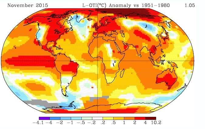 Calentamiento del planeta en noviembre 2015