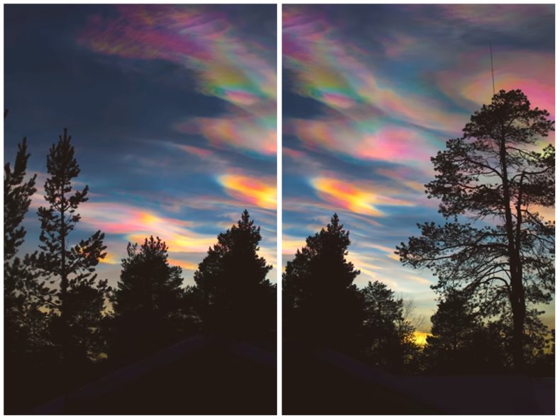 Nubes estratosféricas polares o nacaradas se lucen sobre el Ártico